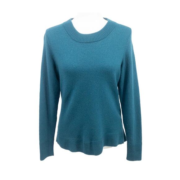 Banana Republic Merino Wool Sweater L Teal Blue Crewneck Minimalist Chic - Picture 1 of 11